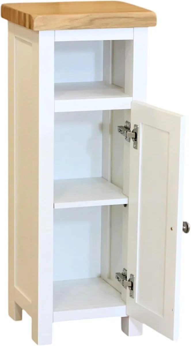 Slim Display Cabinet Snow Painted Storage Unit - Image 3