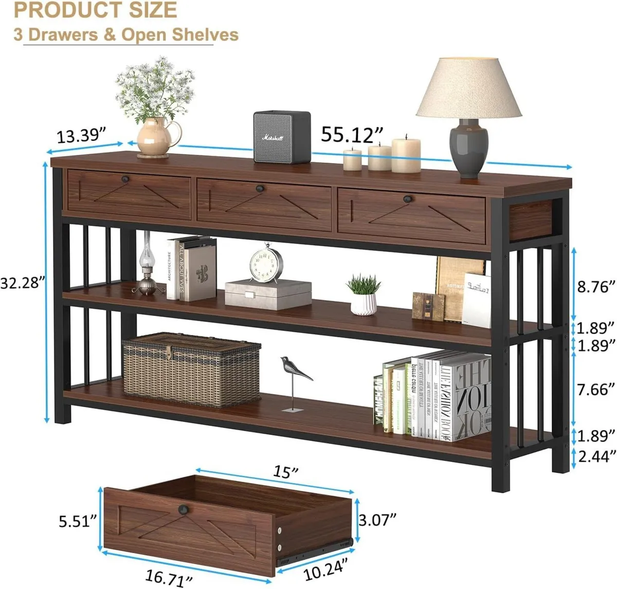 Console Table Entryway Tables with Storage Drawers - Image 2