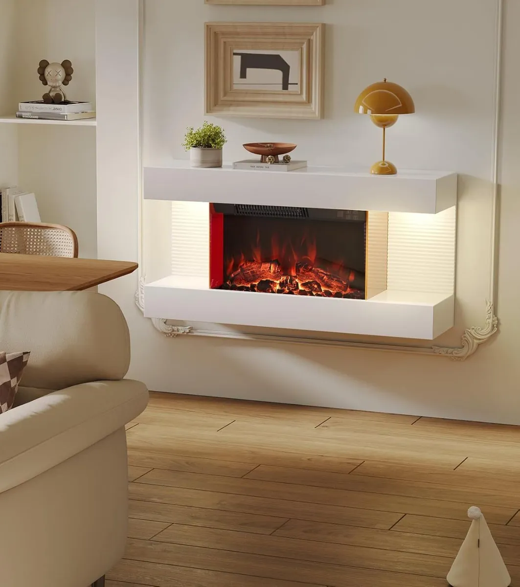 Wall-Mounted Electric Fireplace with 12 Flame - Image 1