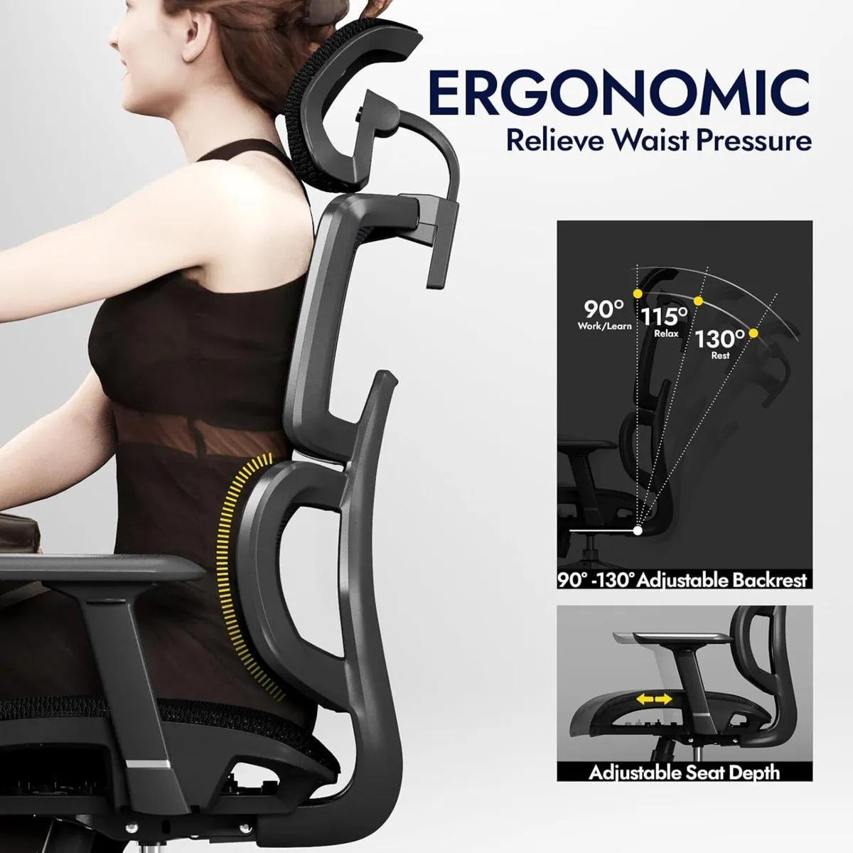Ergonomic Mesh Office Chair with Adjustable Seat - Image 4