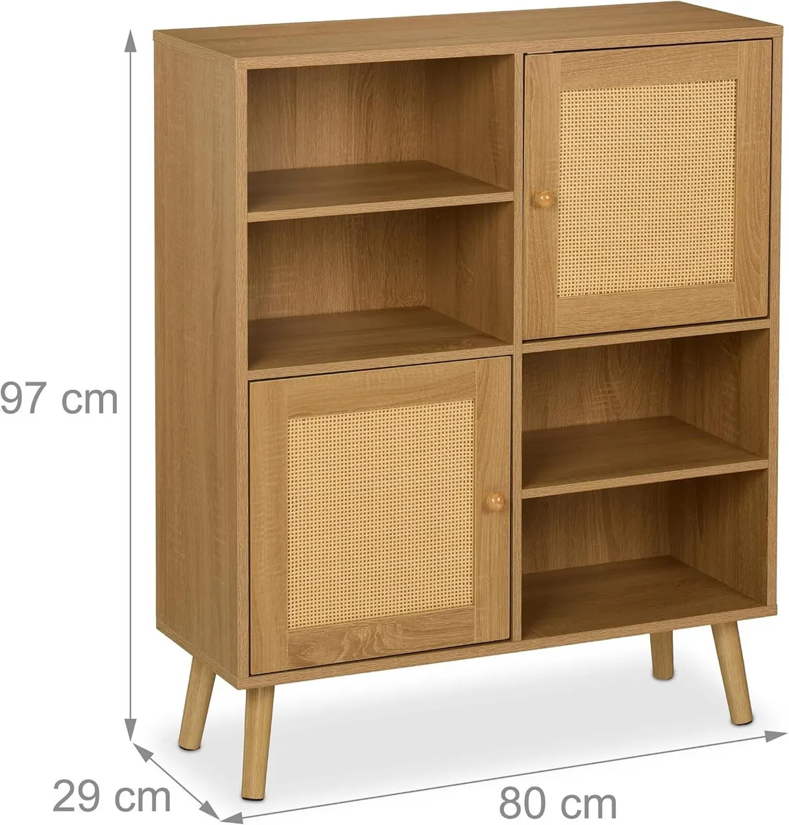 Sideboard 2 Rattan Doors 4 Shelves 2 Compartments - Image 4
