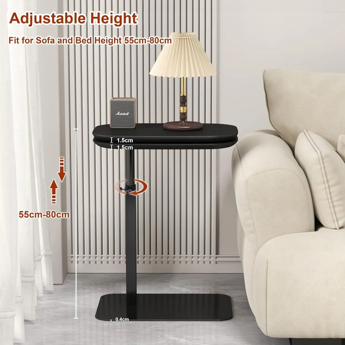 Adjustable Height C Shaped Side Table - Image 2