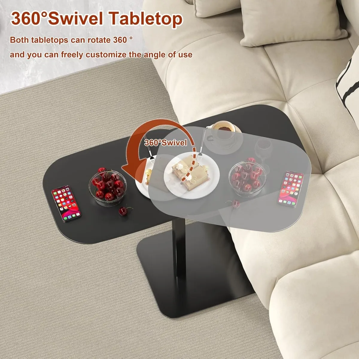 Adjustable Height C Shaped Side Table - Image 3