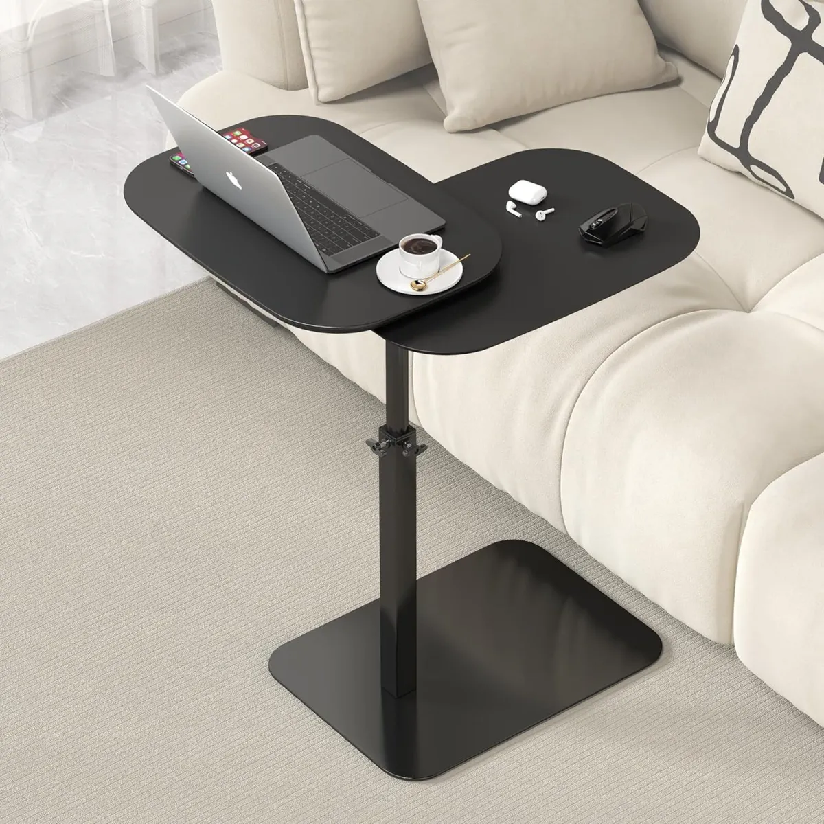 Adjustable Height C Shaped Side Table - Image 1