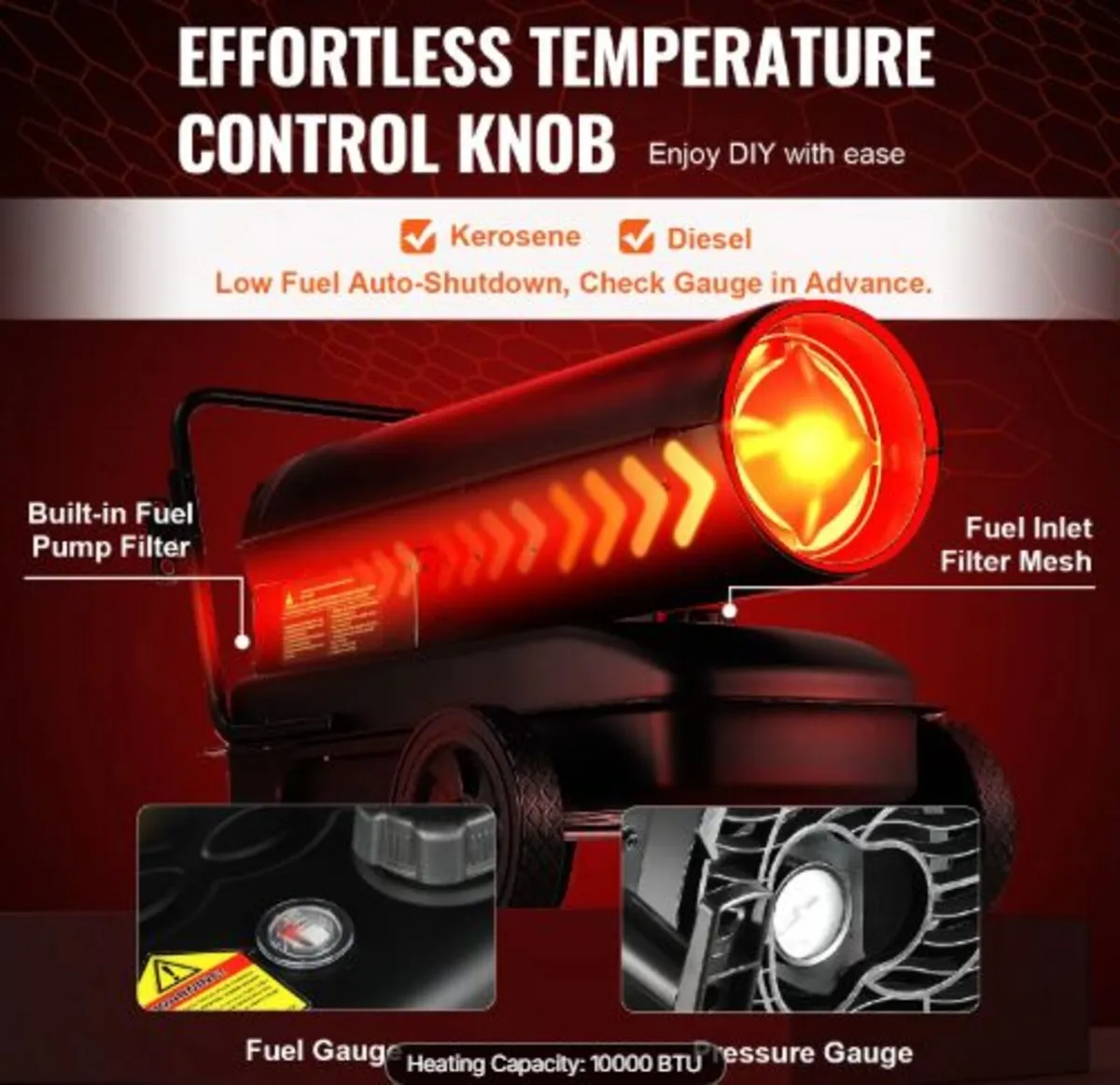 Kerosene/Diesel Forced Air Heater,100000Btu Torped - Image 4