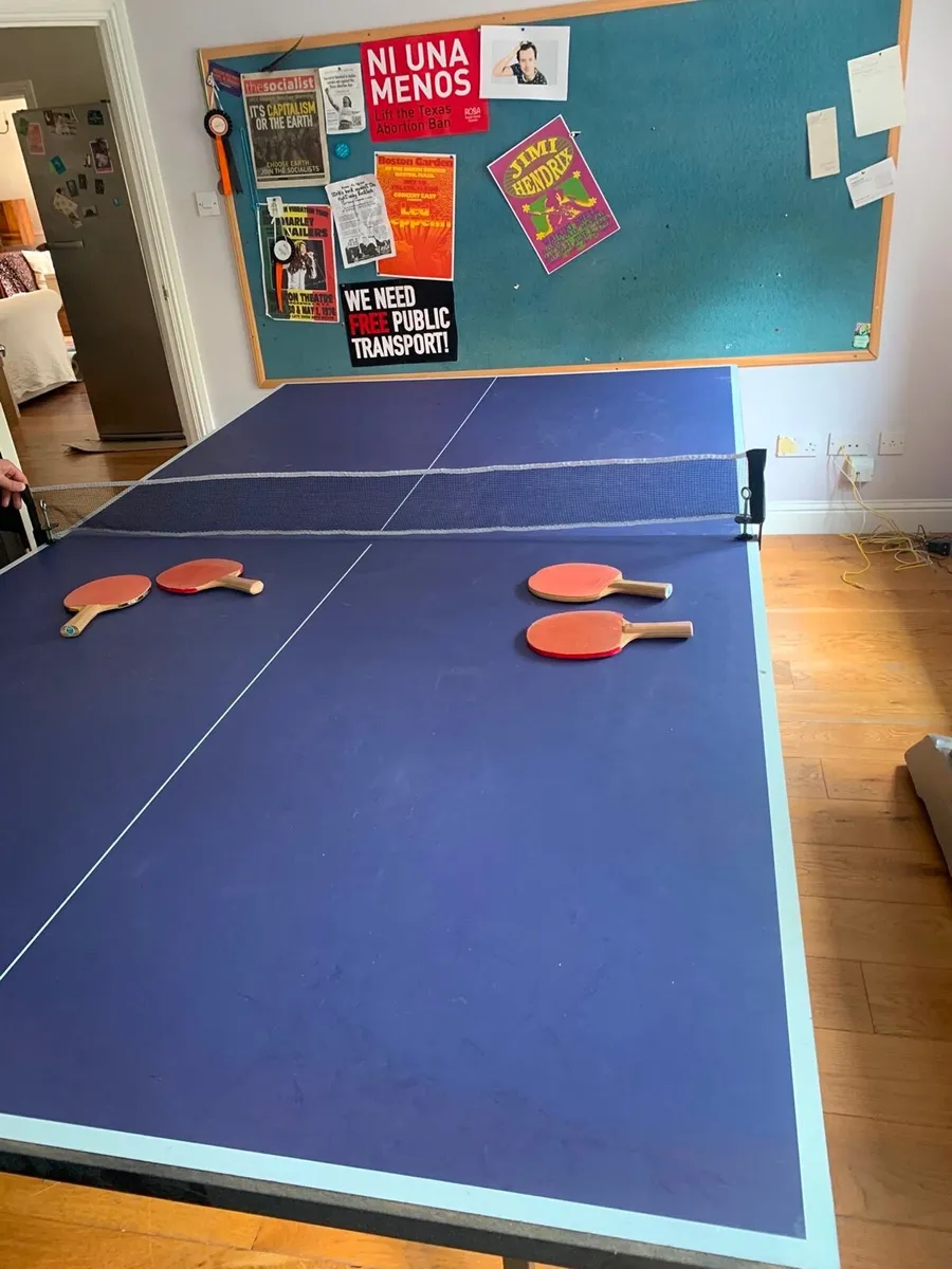 Table tennis table- fold-up 154x276cm, net, bats - Image 2