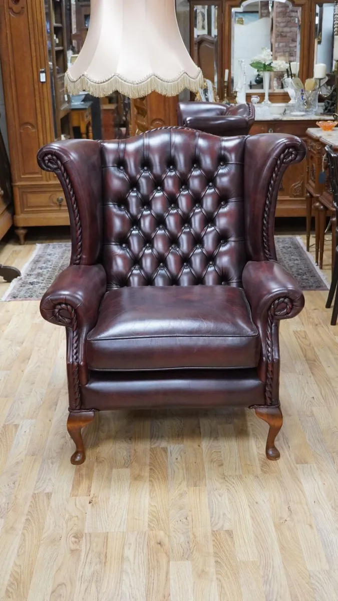 Leather Wingback Armchair - Image 1