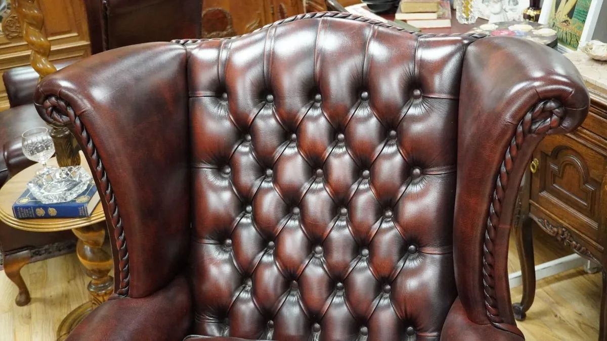 Leather Wingback Armchair - Image 3