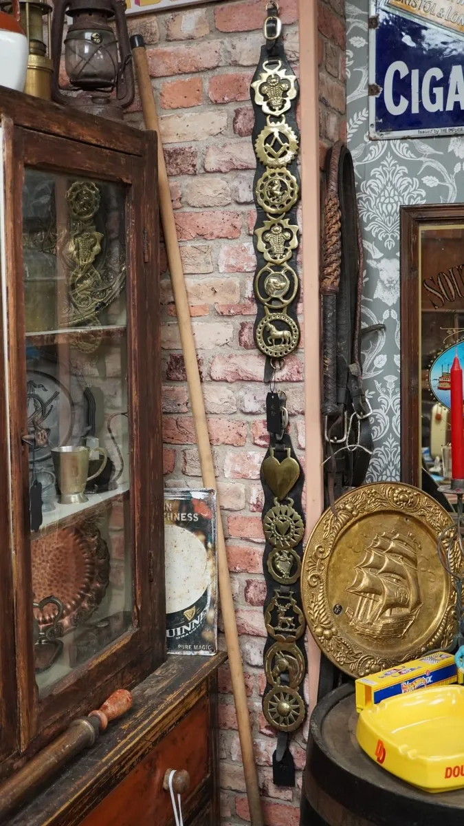 Pair of Vintage Horse Brass Straps - Image 1