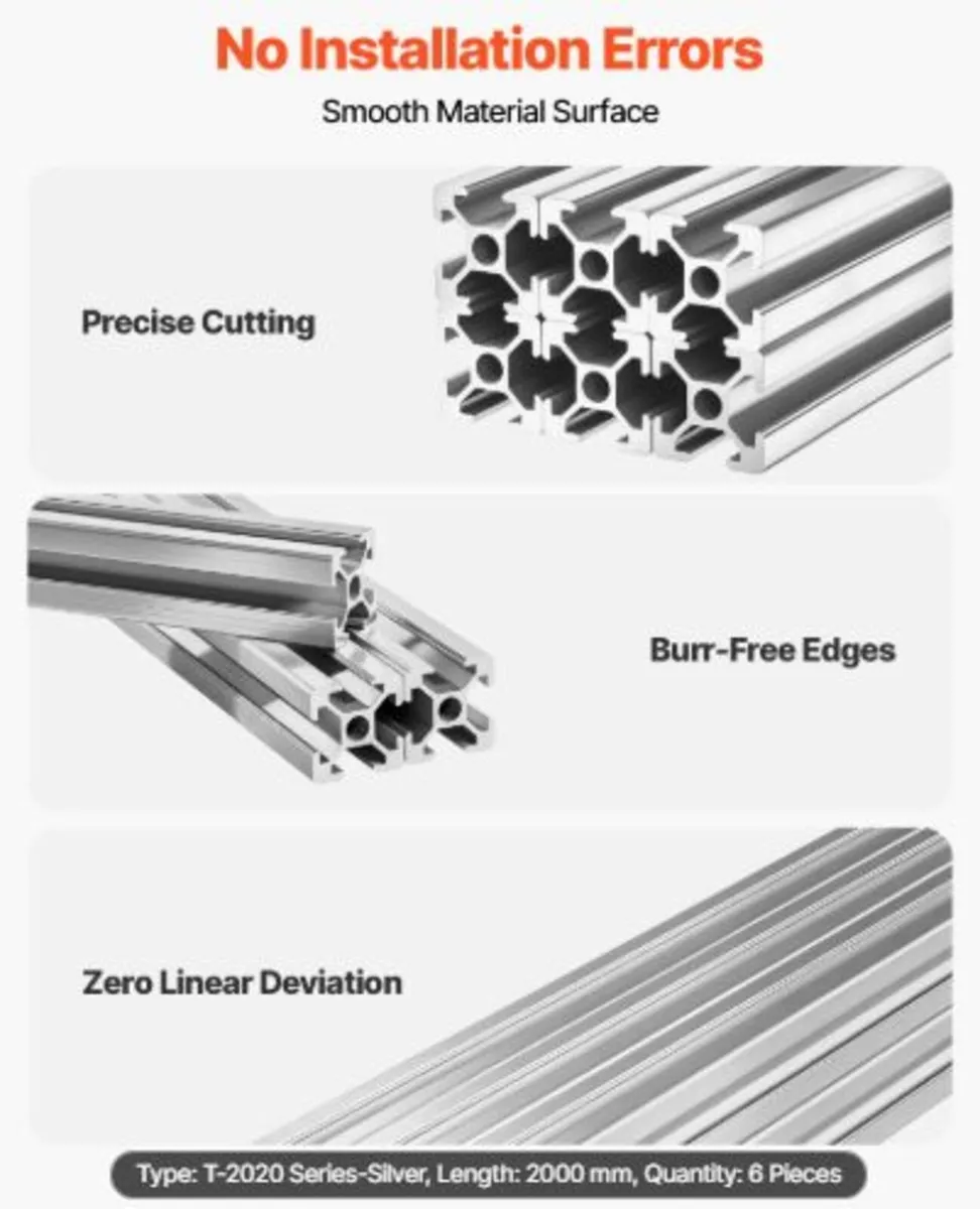 6PCS 2020 Aluminum Extrusion Profile, 78.74 Inch - Image 2