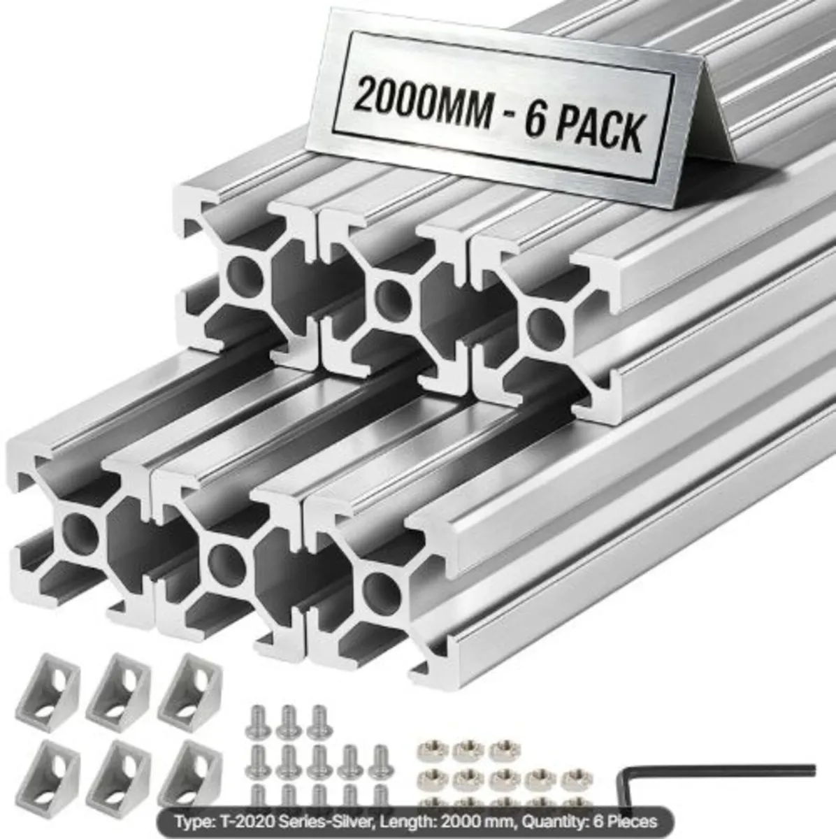 6PCS 2020 Aluminum Extrusion Profile, 78.74 Inch - Image 1
