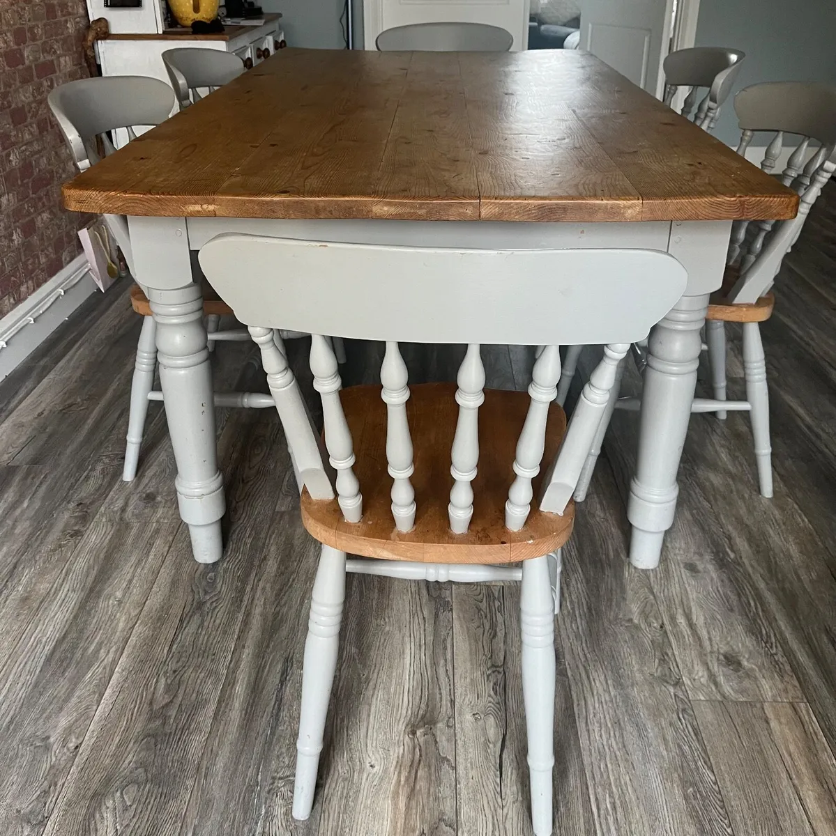 : Large Reclaimed Wood Dining Table & 6 Chairs (Fa - Image 3