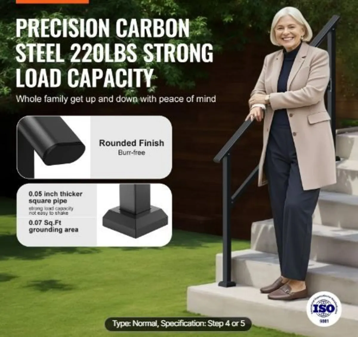Handrails for Outdoor Steps, 4-5 Step Stair - Image 2