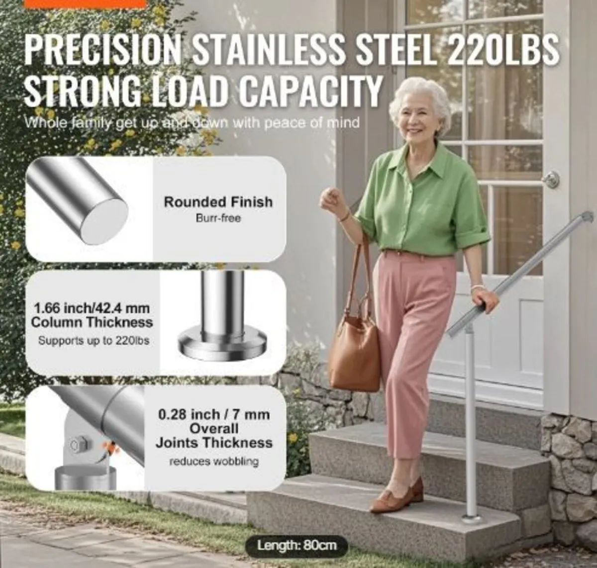 Handrails for Outdoor Steps, 31.5in / 80cm - Image 2