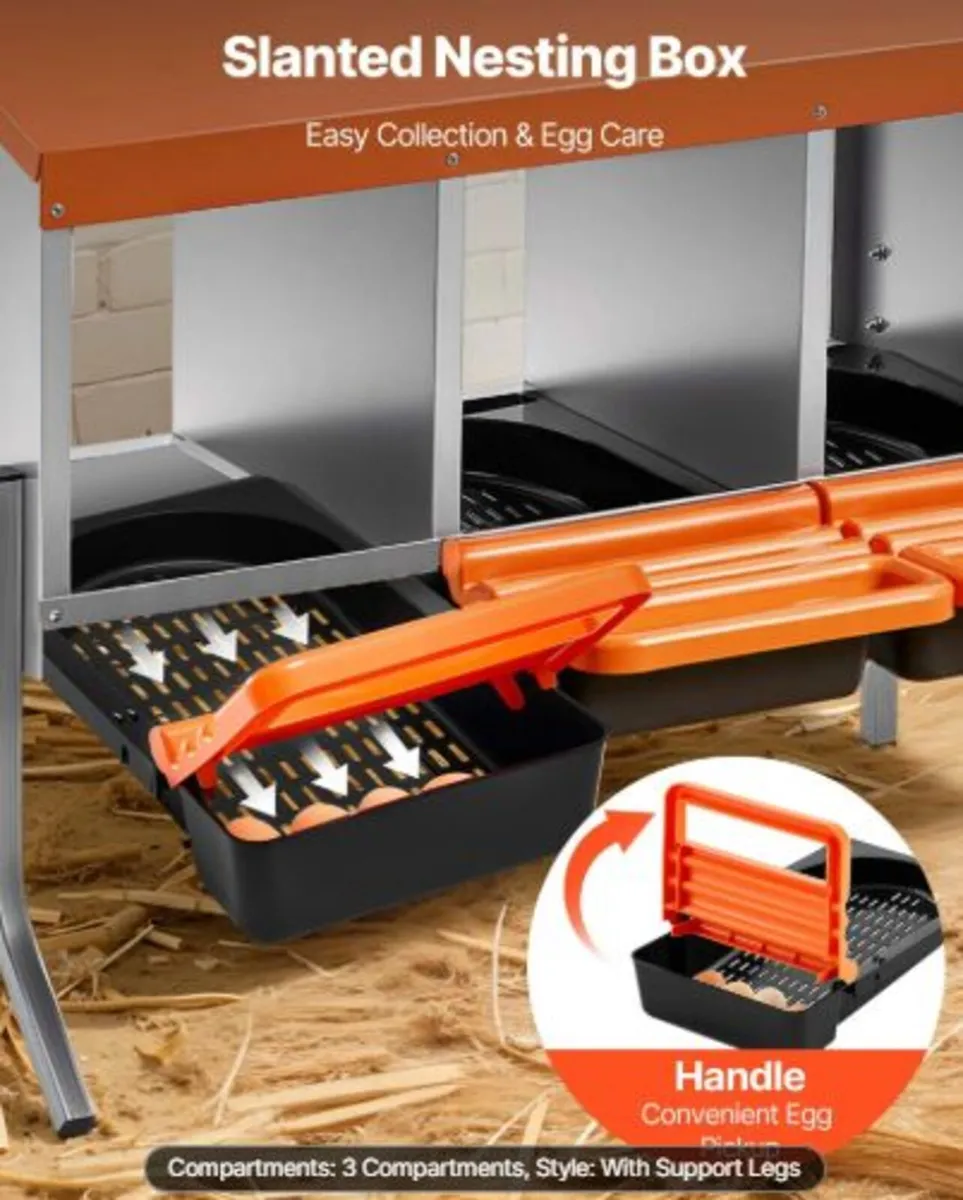 Chicken Nesting Boxes, 3 Compartments,with Support - Image 3