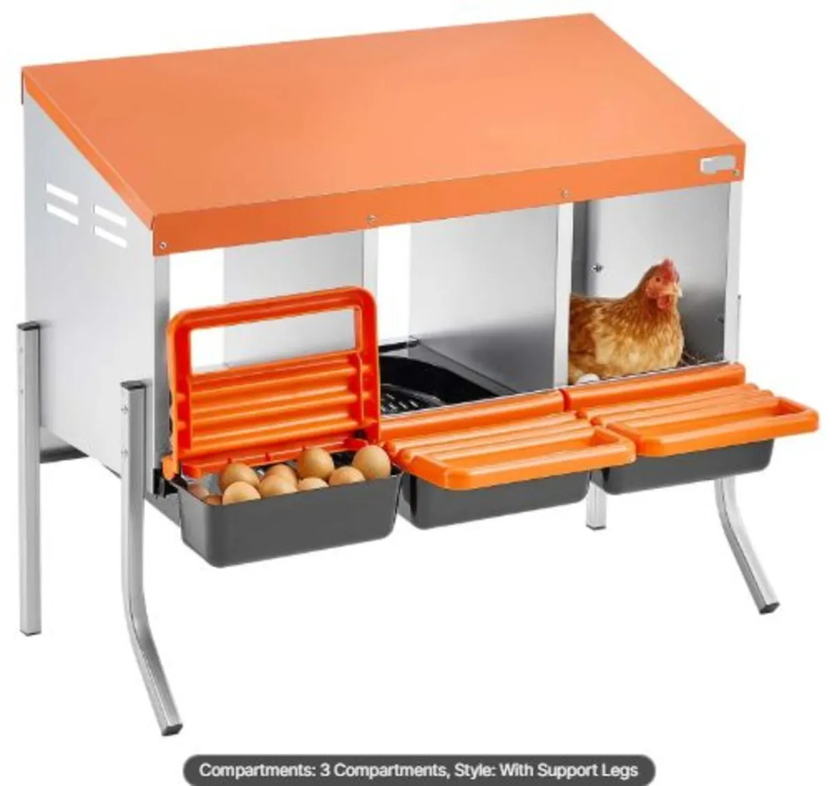 Chicken Nesting Boxes, 3 Compartments,with Support - Image 1