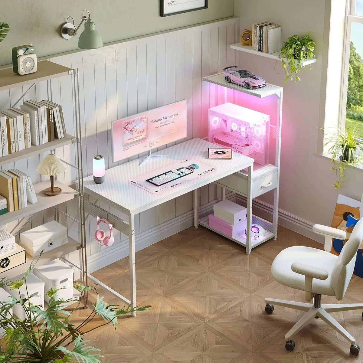 Gaming Desk with LED Carbon Fibre - Image 2