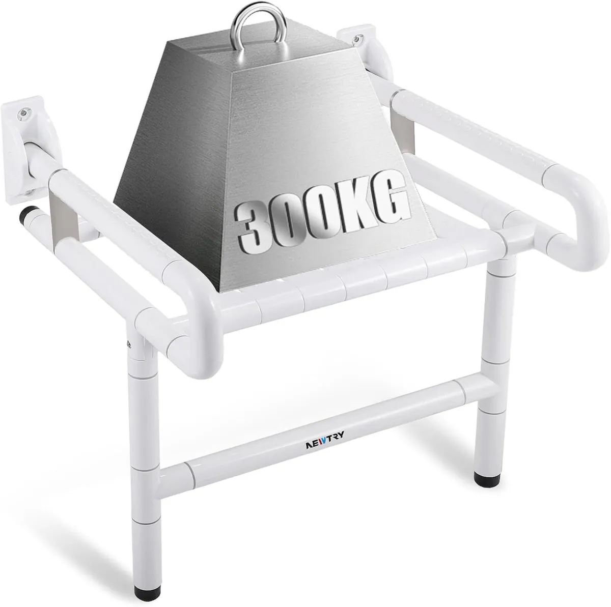 Folding Shower Seat Wall Mounted with Arms Legs - Image 1