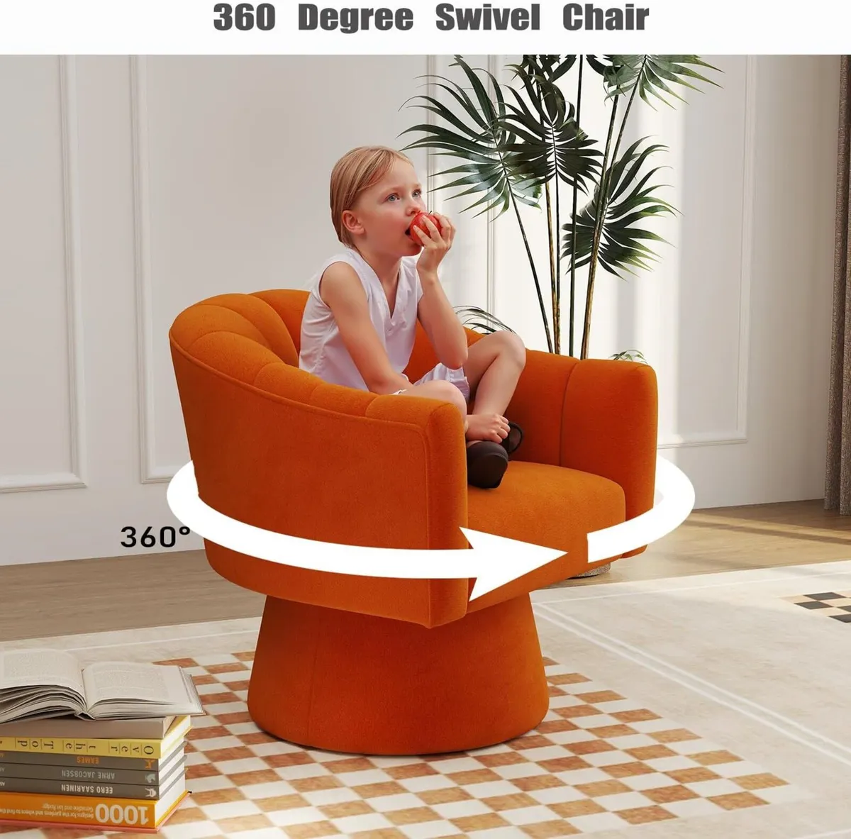 Swivel Accent Chair Upholstered Velvet Barrel - Image 3