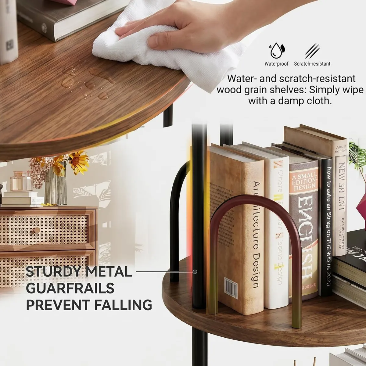 6-Shelf Rotating Bookcase - Image 4