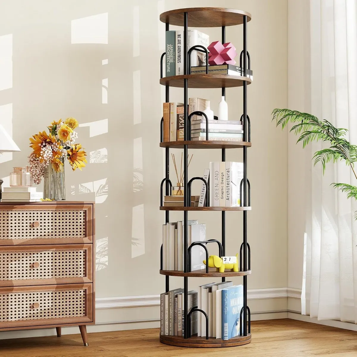 6-Shelf Rotating Bookcase - Image 1