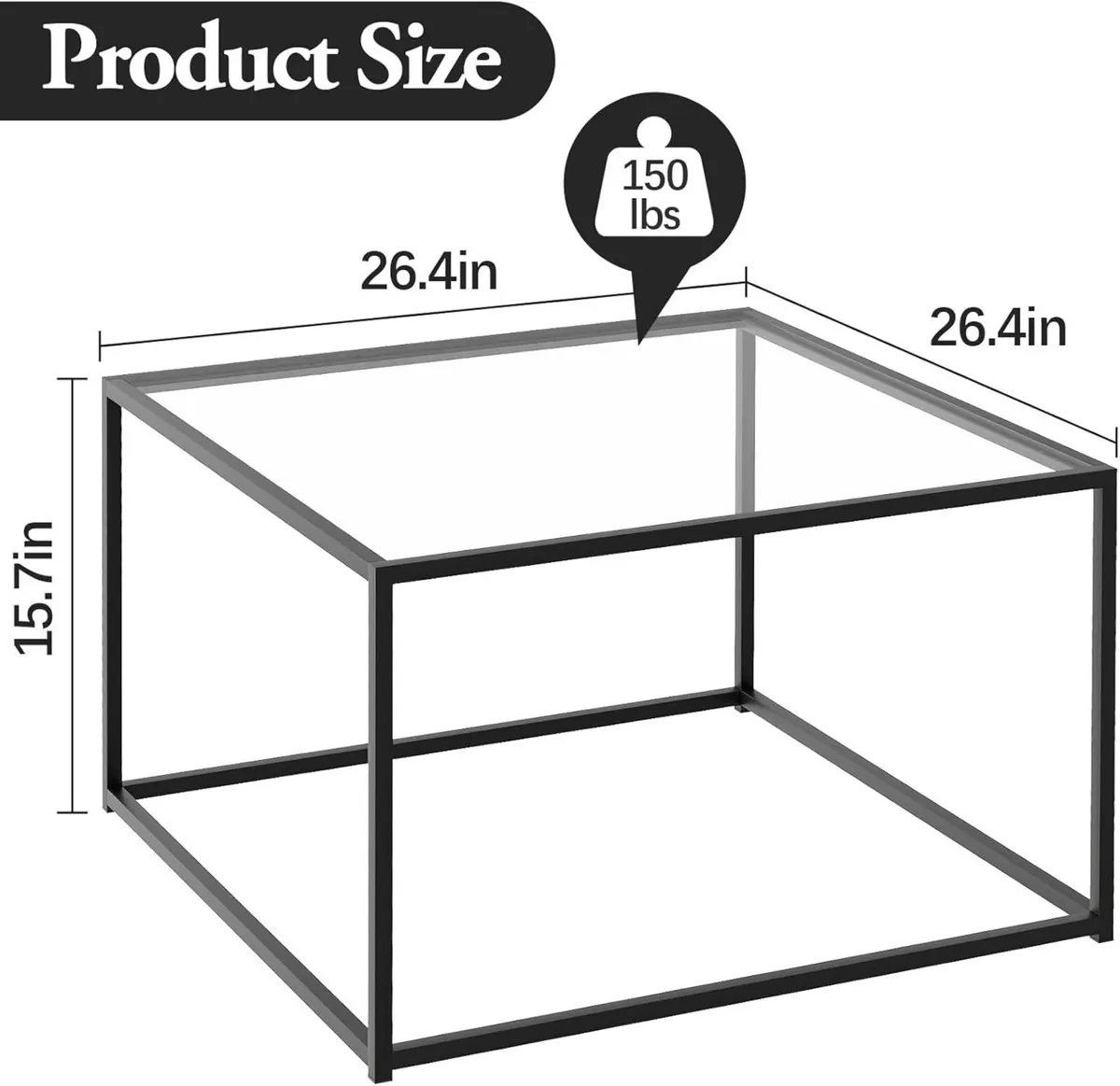 Coffee Table Glass Square Living Room Sofa - Image 2