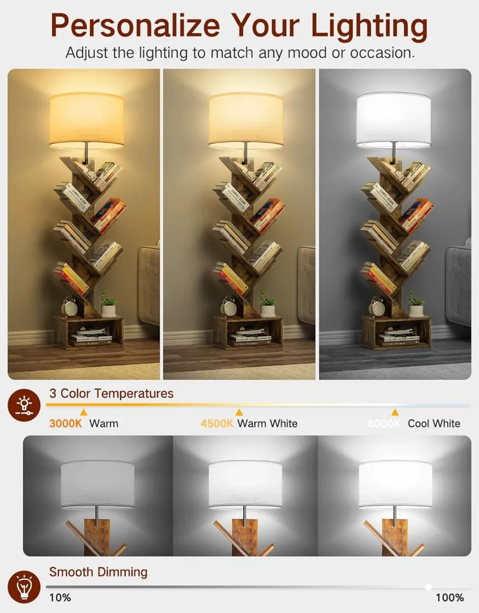 6 Tier Tree Bookshelf with Light Remote Small - Image 3
