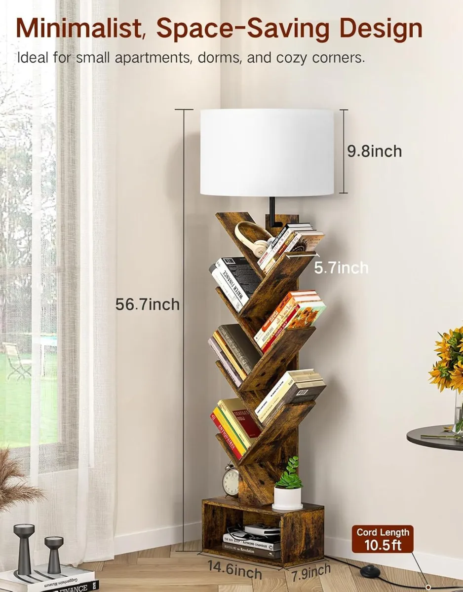 6 Tier Tree Bookshelf with Light Remote Small - Image 2