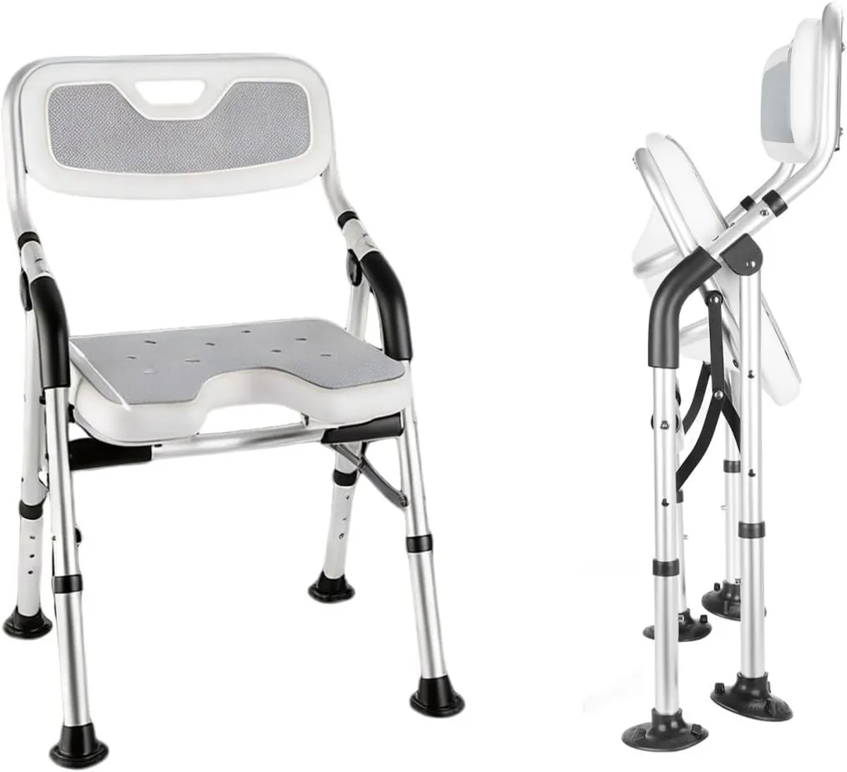 Folding Shower Chair Height Adjustable Non-Slip - Image 1