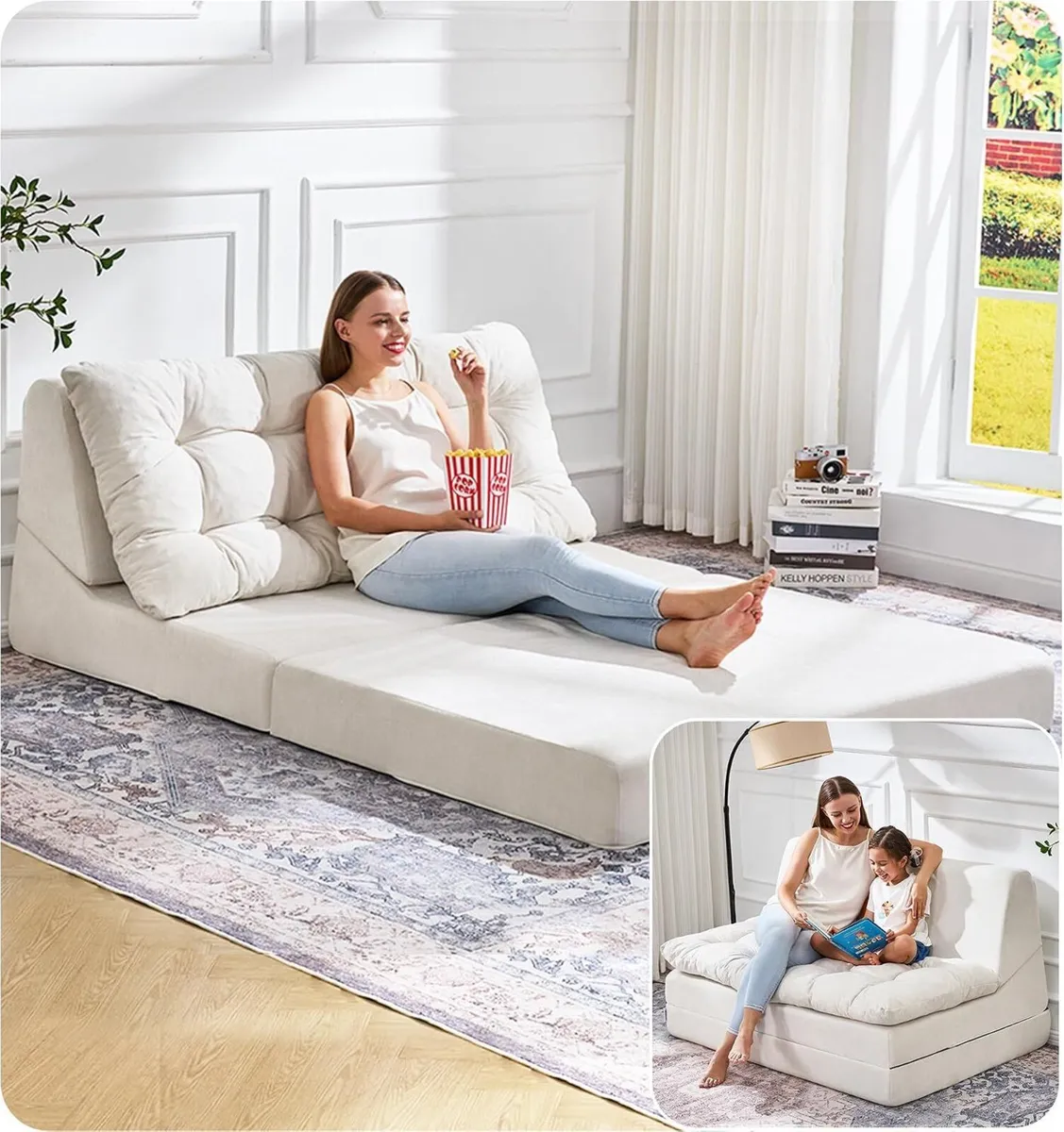 Folding Sofa Bed Large Comfy Floor Lounger - Image 1