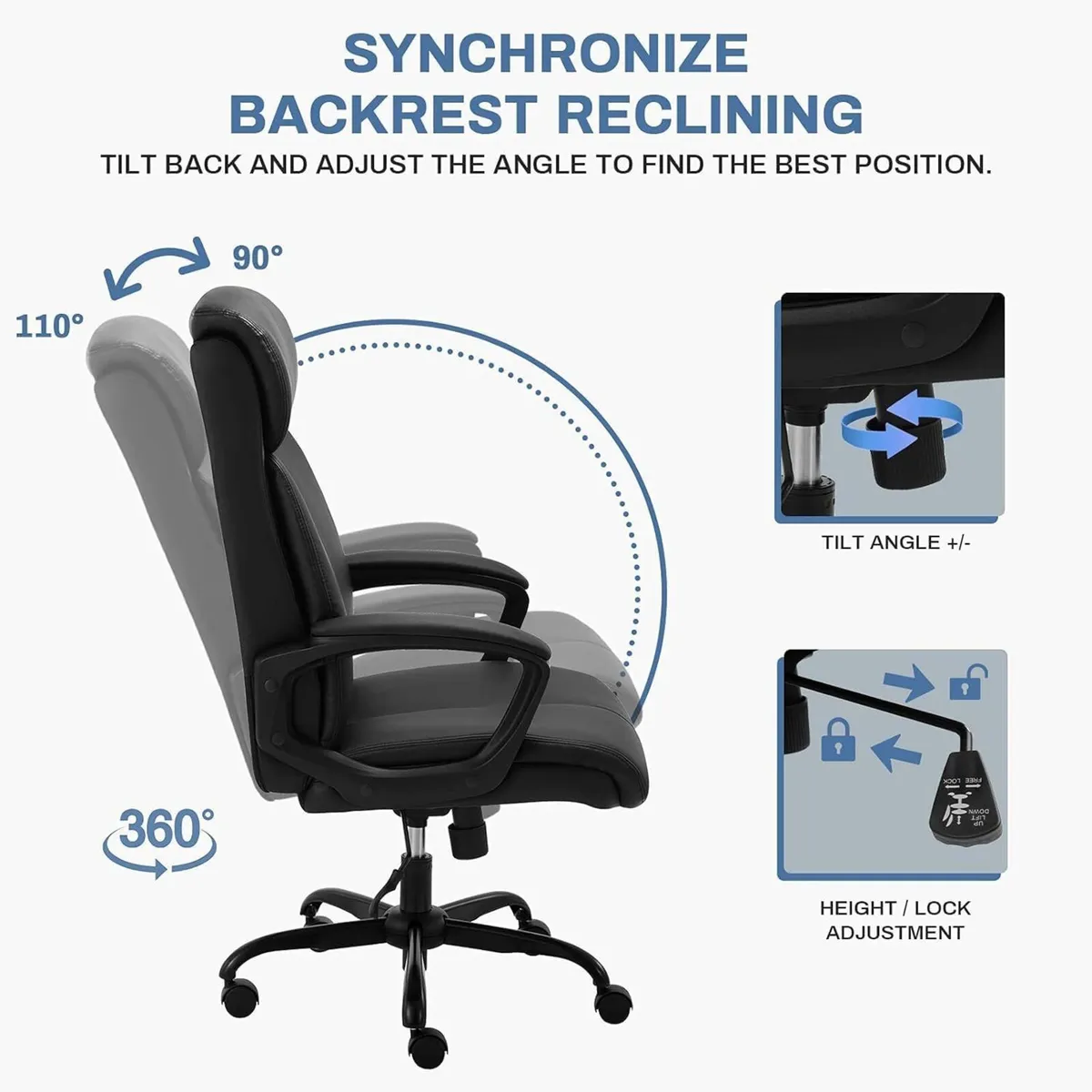 Executive Ergonomic Office Chair Computer Desk - Image 4