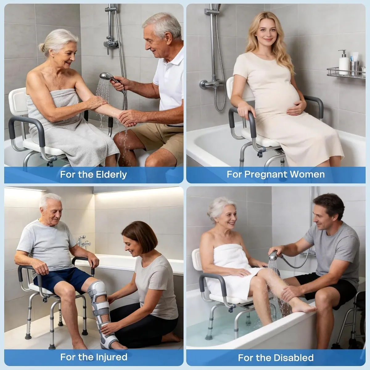 Swivel Shower Chair with Arms Backrest and Lock - Image 2