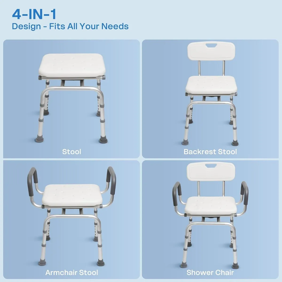 Swivel Shower Chair with Arms Backrest and Lock - Image 4