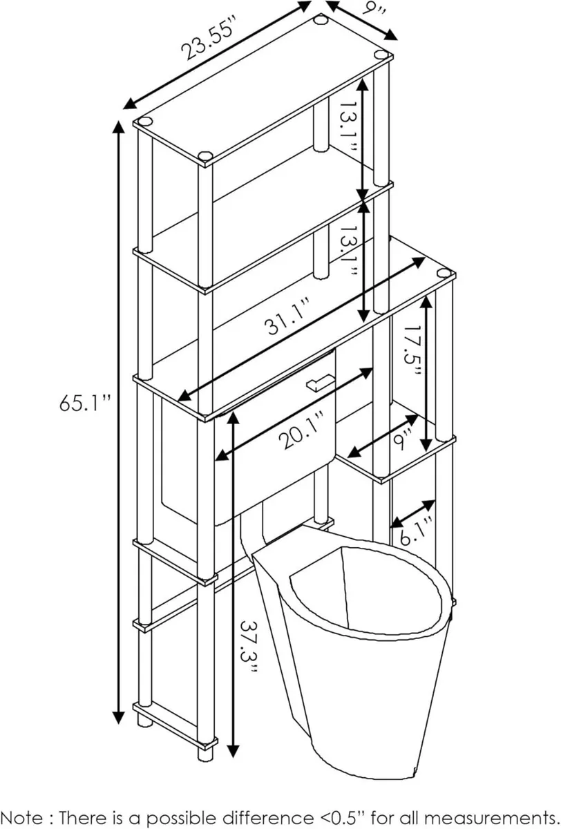 Turn-N-Tube Over the Toilet Storage 5-Shelf - Image 2