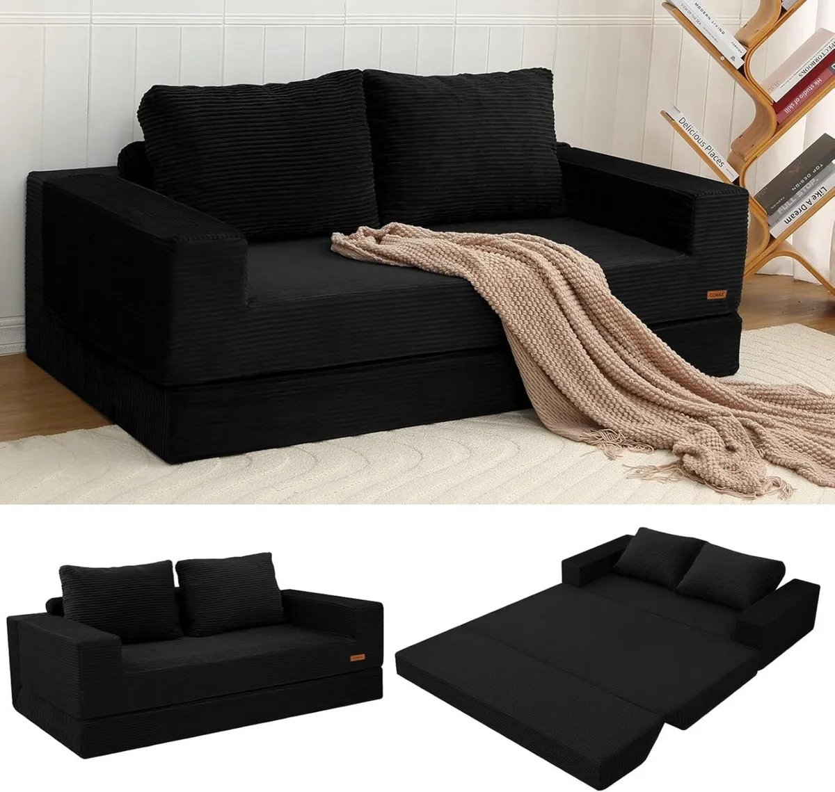 Convertible Sofa Bed Corduroy Folding Floor Couch - Image 1
