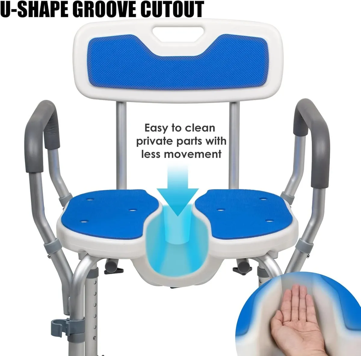 U-Shape Shower Chair with Arms and Back Ergonomic - Image 2