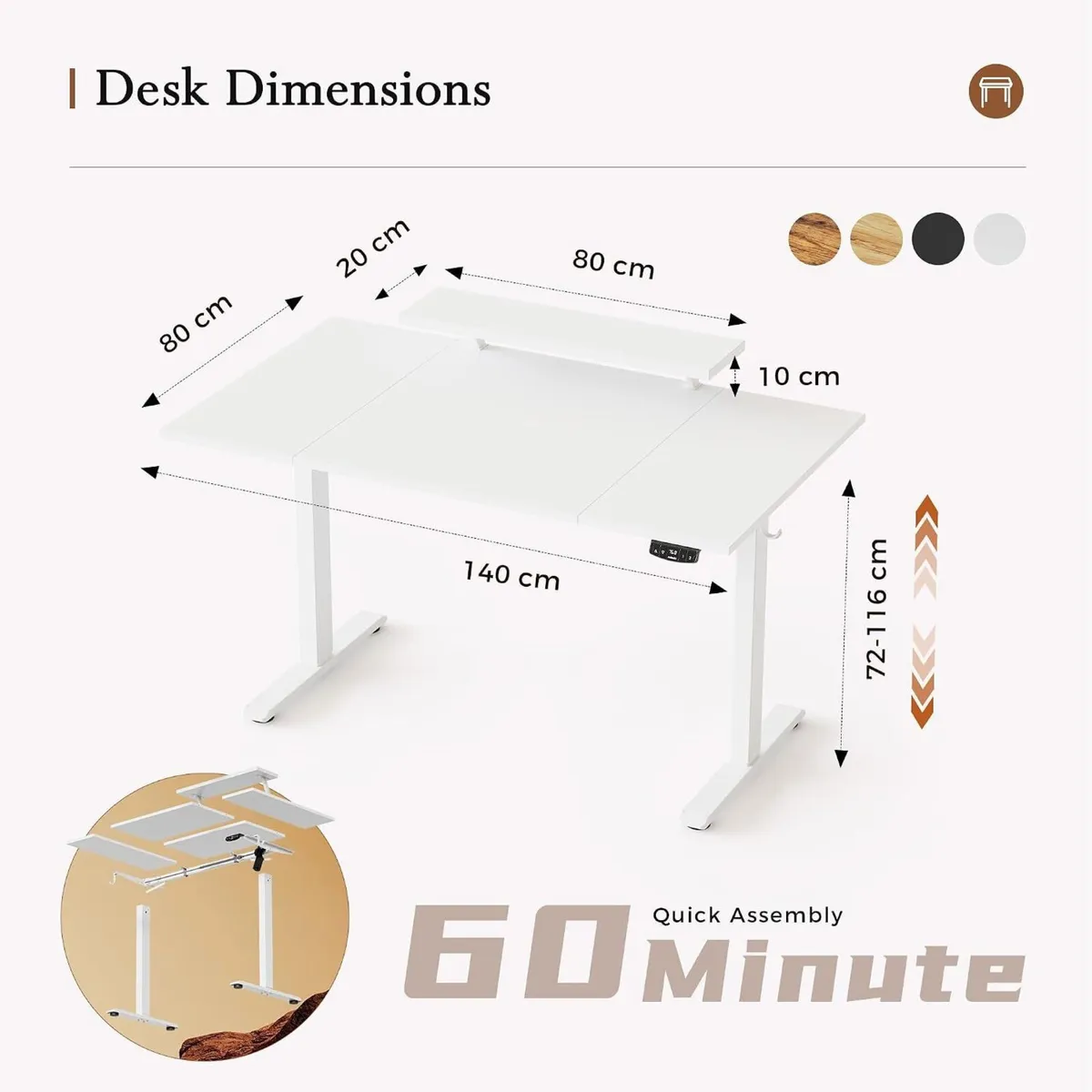 Eletric Height Adjustable Desk Movable - Image 2