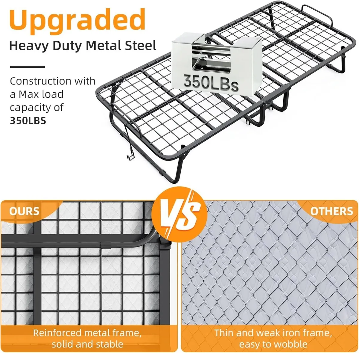 Folding Bed with Mattress Portable Foldable Guest - Image 4