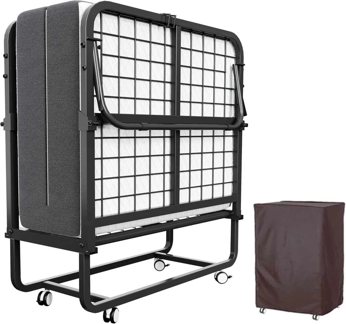Folding Bed with Mattress Portable Foldable Guest - Image 1