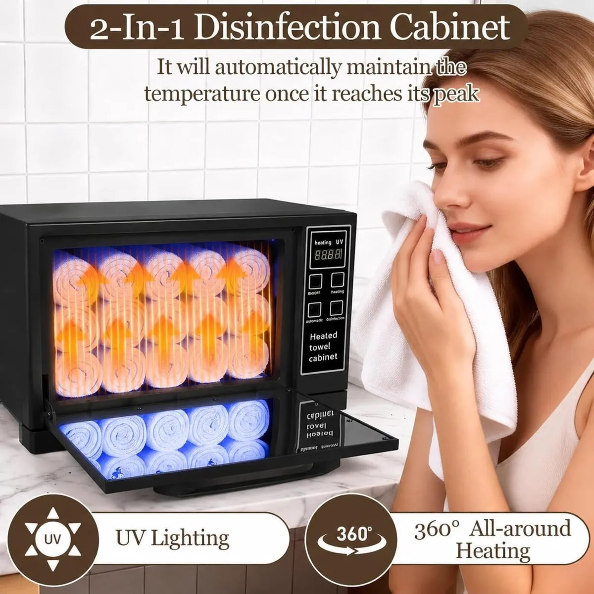 5.5L Hot Towel Warmer Cabinet with UV Light - Image 3