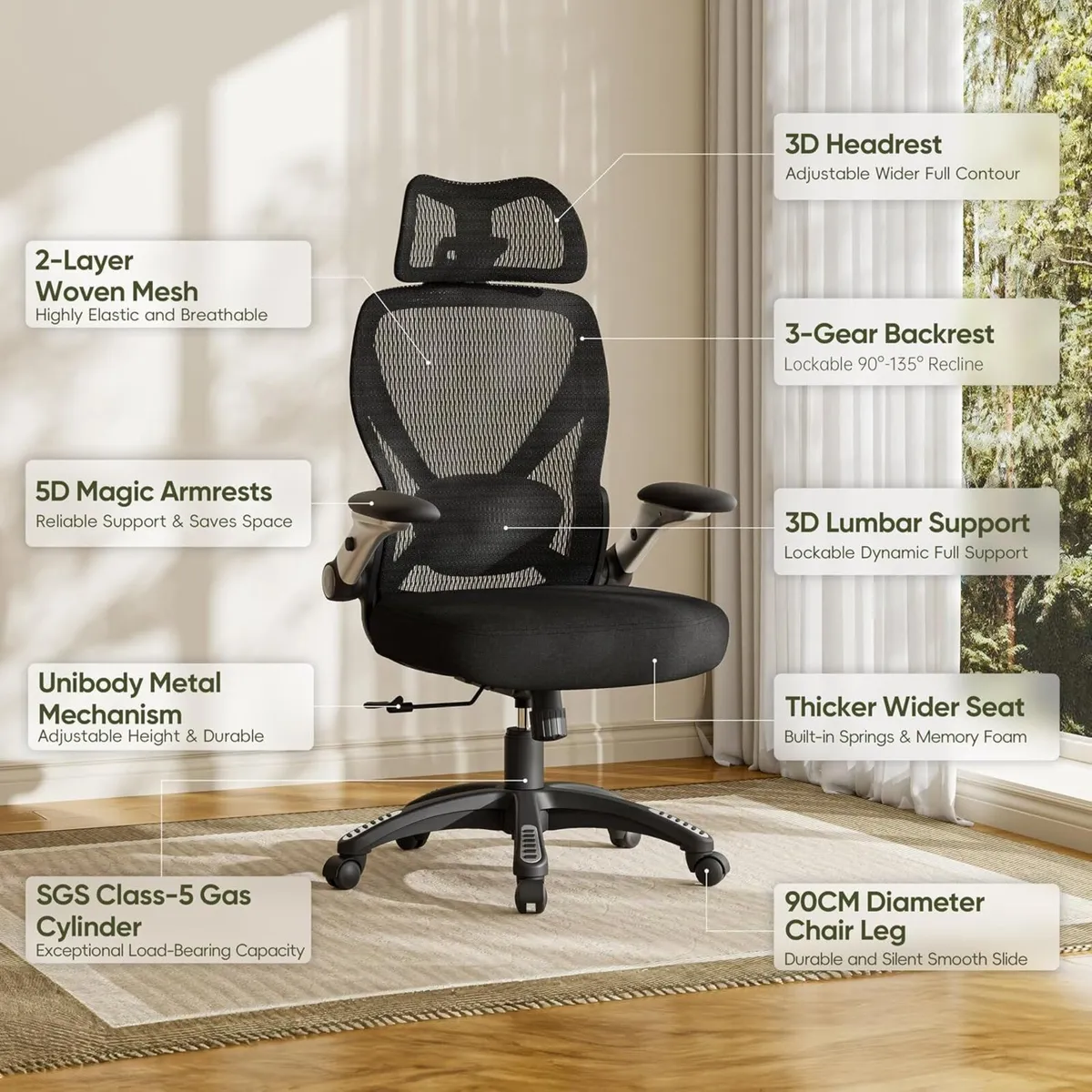 Ergonomic Office Chair High Back Mesh Desk - Image 3