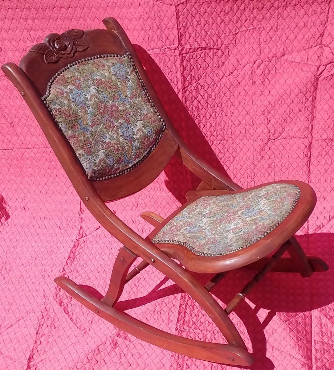 Antique folding rocking nursery chair - Image 1