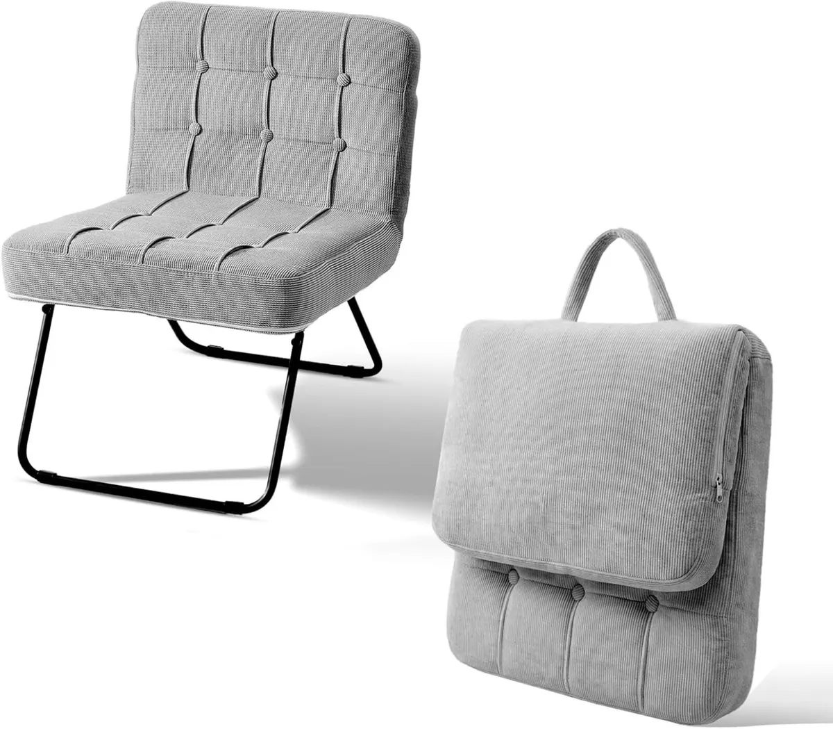 Foldable Corduroy Accent Chair Hand Carry Tub 55CM - Image 1