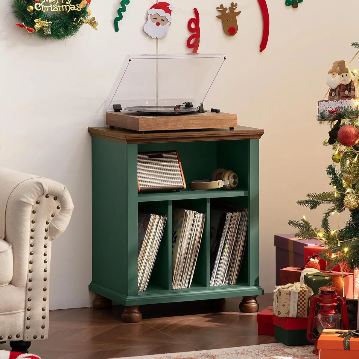 Large Record Player Stand with Vinyl Storage 24 - Image 3