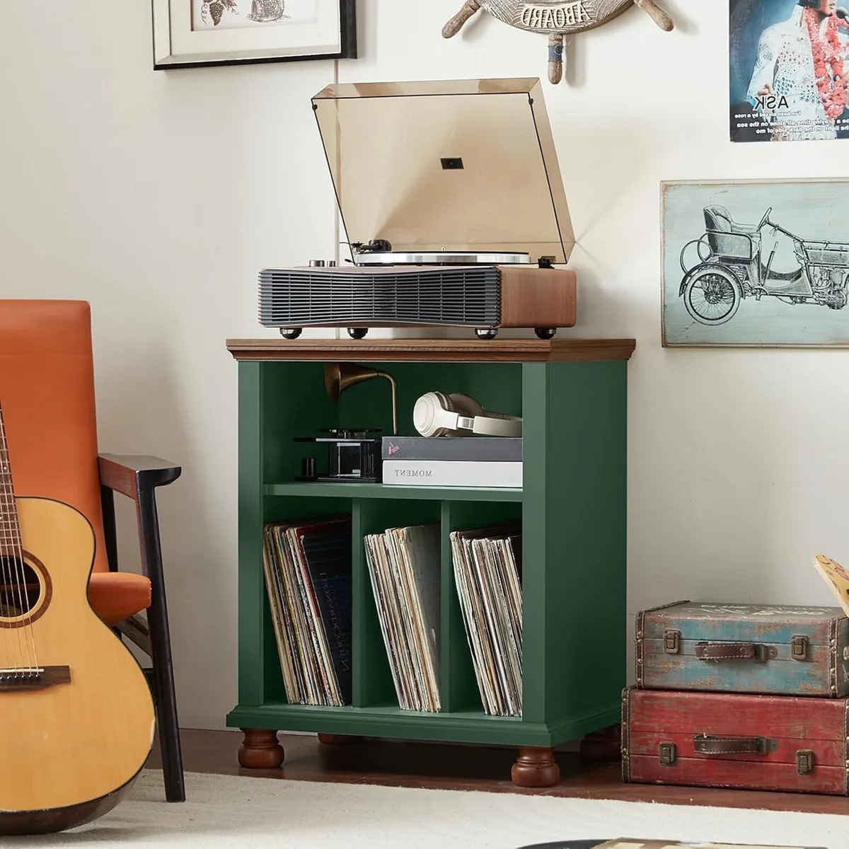 Large Record Player Stand with Vinyl Storage 24 - Image 4