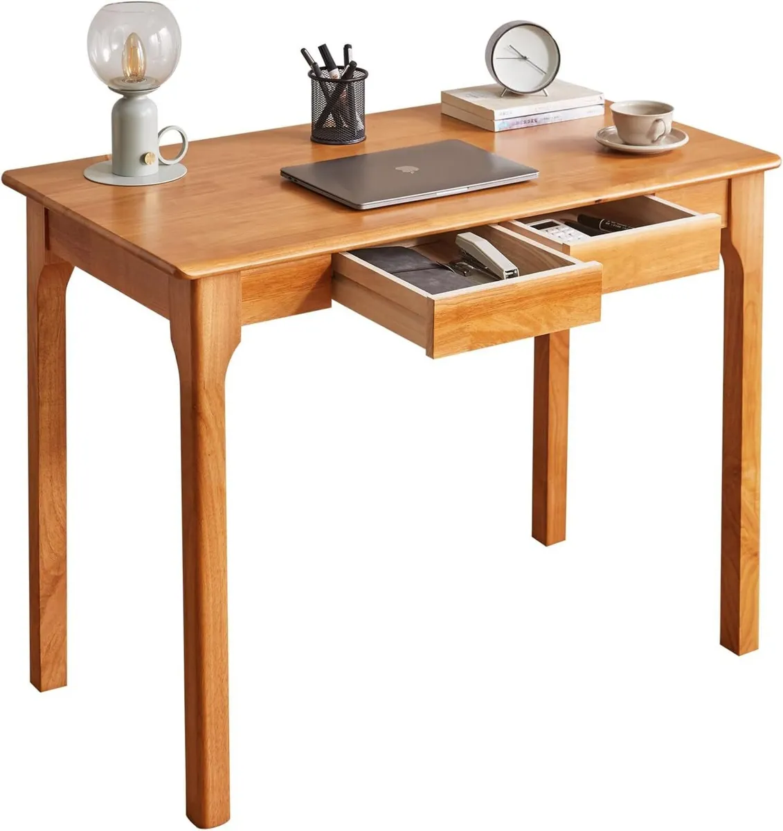 Solid Wooden Desk with 2 Drawers 39" Wood - Image 1