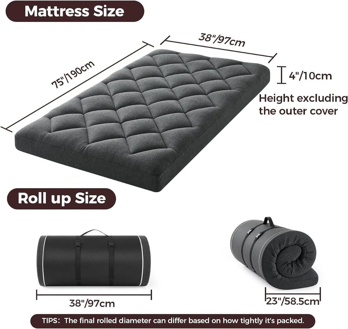 10CM Memory Foam Floor Mattress Guest Bed - Image 2