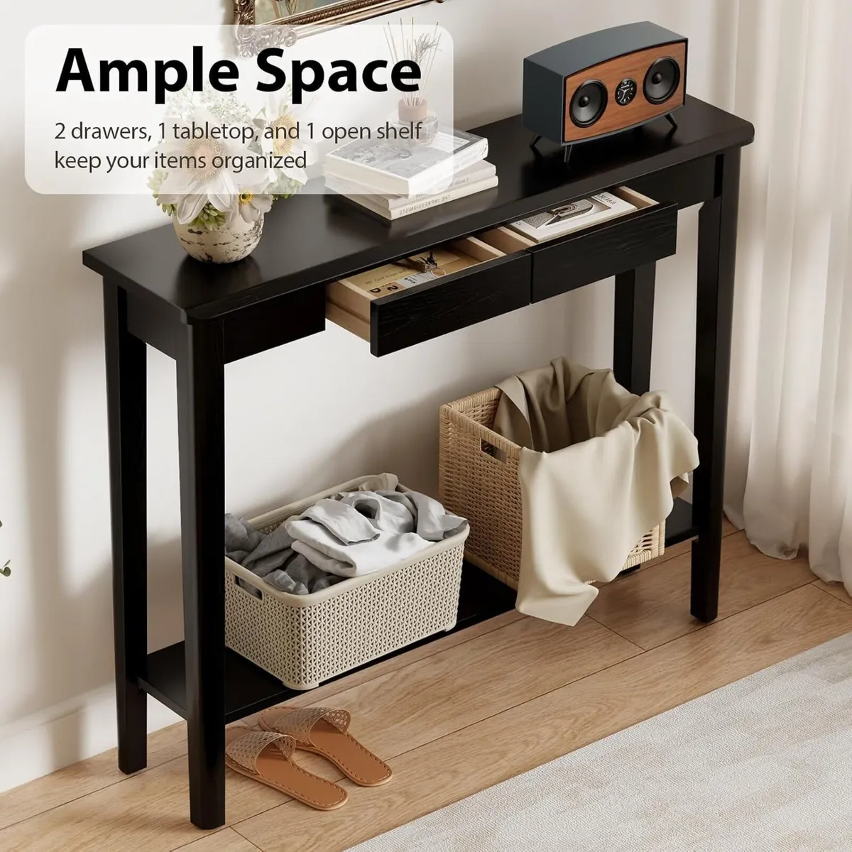 Console Table Slim with Drawers Hallway Storage - Image 4