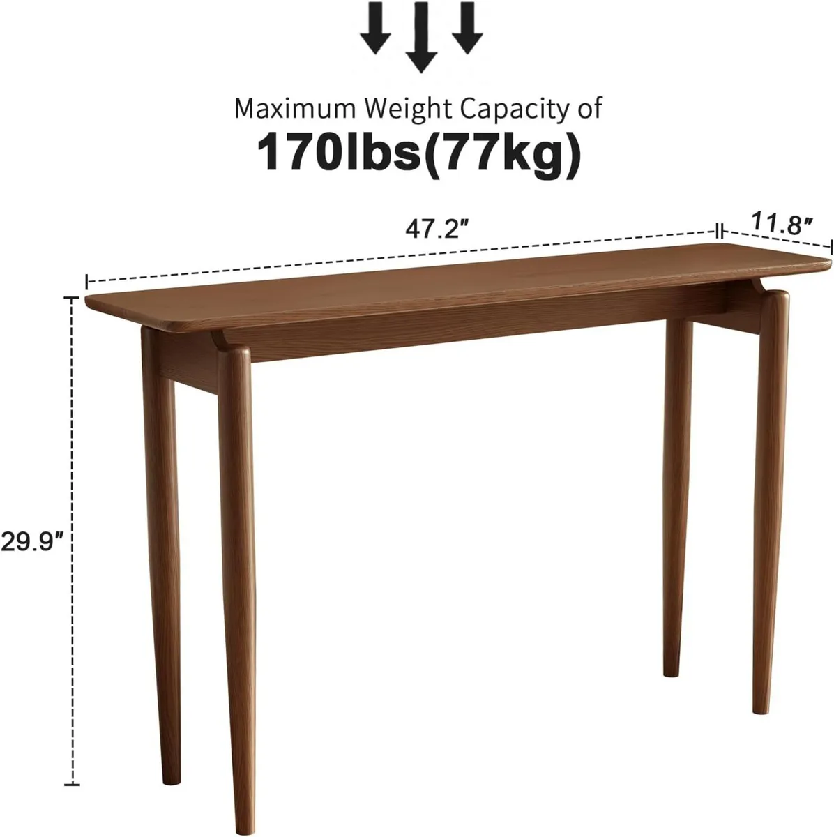 Wooden Console Table Slim for Hallway Sofa Small - Image 2