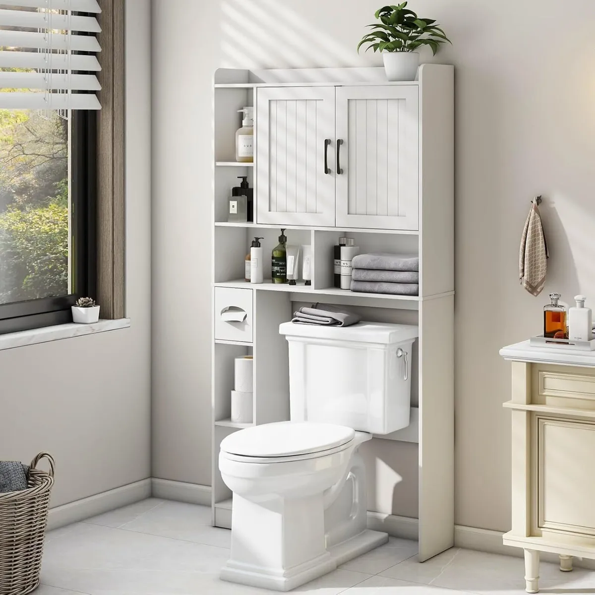 Over the Toilet Storage Cabinet Farmhouse Rack - Image 1